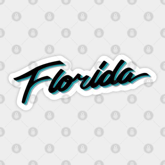 Florida Vice Black Teal Gray Sticker by Fish & Cats Shop